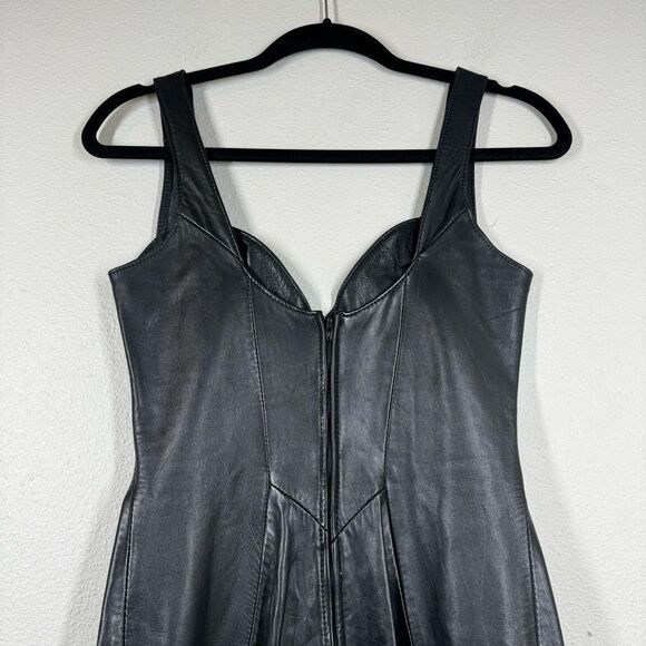 Vintage Firenze Santa Barbara Leather Dress Bodycon Whimsygoth Dark Romantic S - Picture 4 of 7